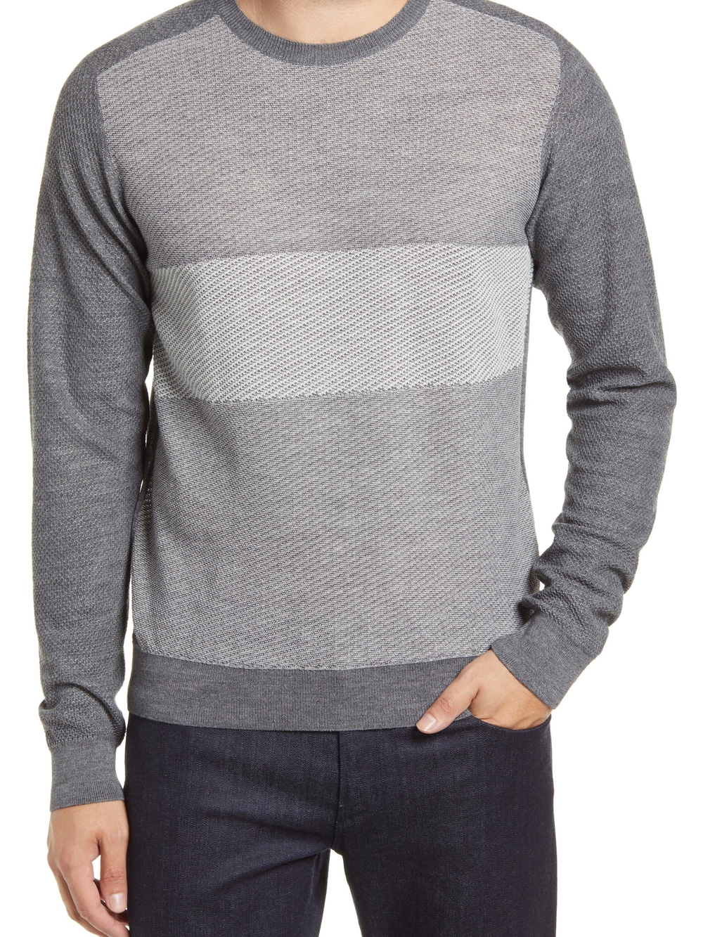NWT Robert Barakett‎ Lakeshore Wool Blend Crewneck Sweater - Grey Sz M